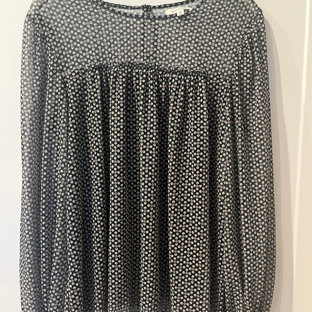 Black and White Mesh Blouse | Max Studio | Small/Medium